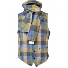 British Magee Tweed gilet groen/ blauw met rever